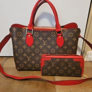 Luxury Brown and Red Designer Handbag Set